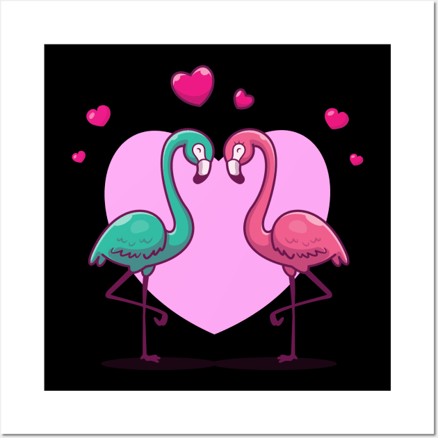 Couple of flamingo cartoon Wall Art by Catalyst Labs